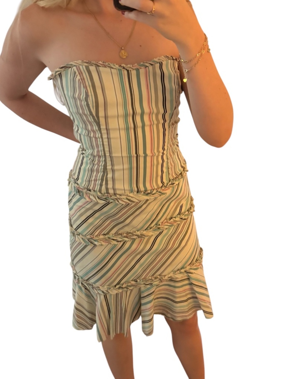 Vintage Nicole Miller Collection Drop Waist Stripe Dress - 8